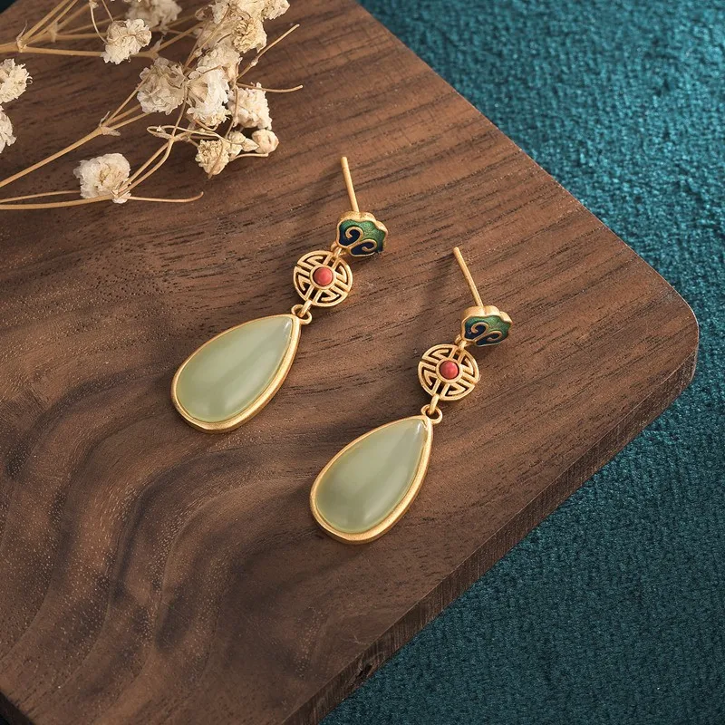 

Song Dynasty Chinese Style Imitation Jade Classical Antique Earrings