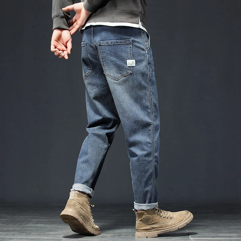 Spring and Autumn Mens Jeans Fashion Brand 2023 Straight Leg Nine Points Wear-resistant Thin Casual Long Denim Pants Men