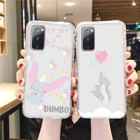disney cute dumbo phone case for samsung a73 a72 a71 a53 a52 a51 a42 a33 a32 a23 a22 a21s a13 a12 a03 a02 transparent