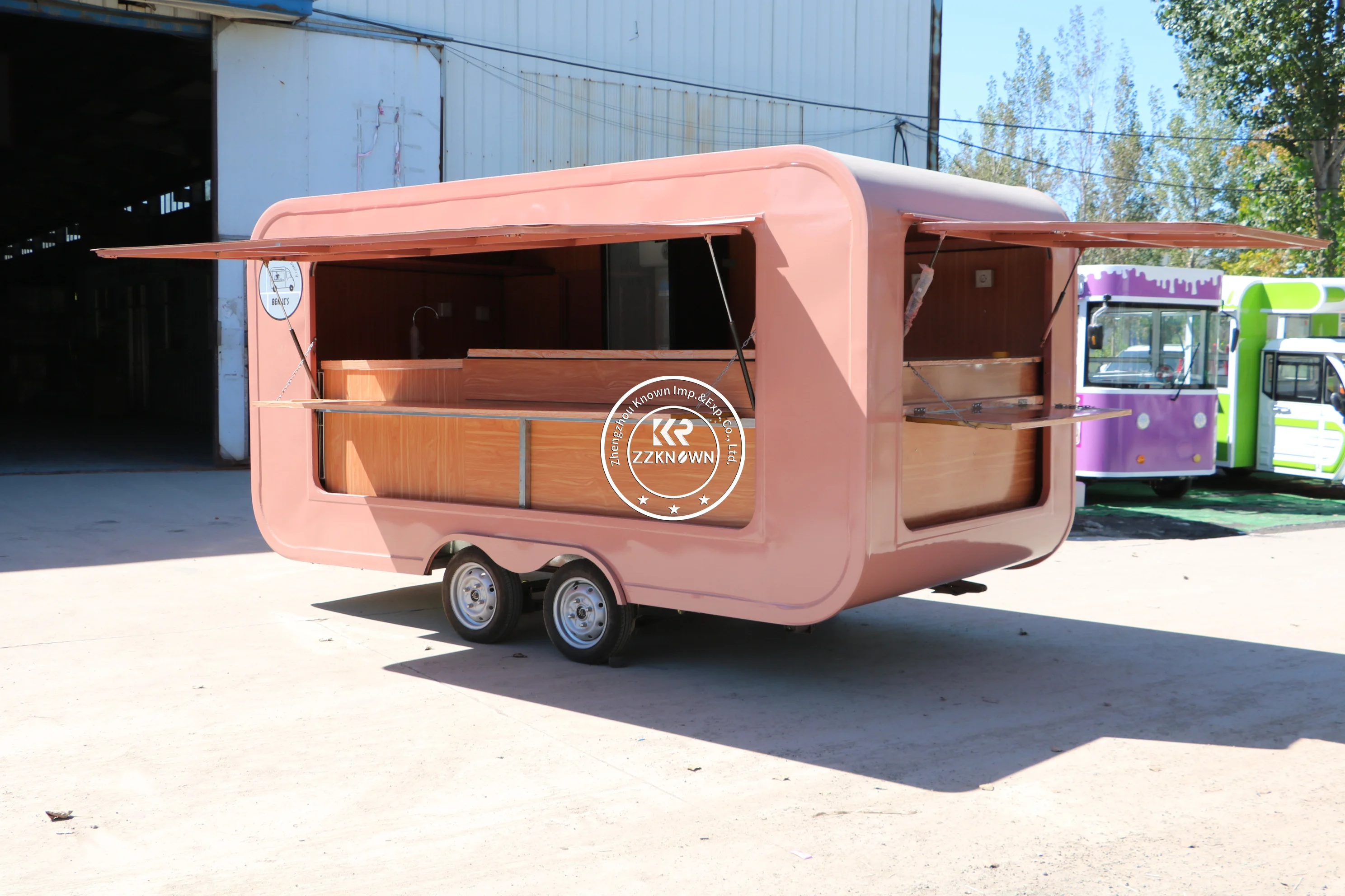 Розовый мобильный прицеп для кофе грузовик фаст-фуда полностью оборудованный
