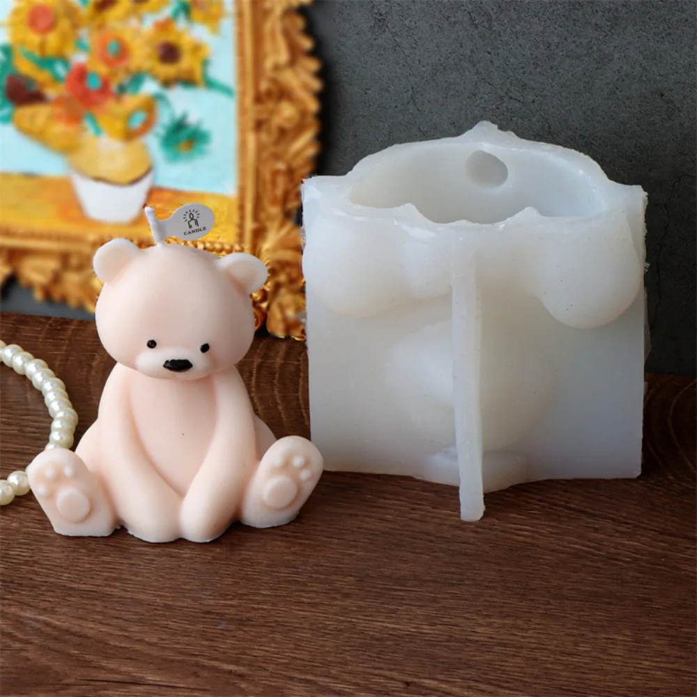 3D белый медведь ароматерапия свеча декор дома силиконовая форма для маленьких