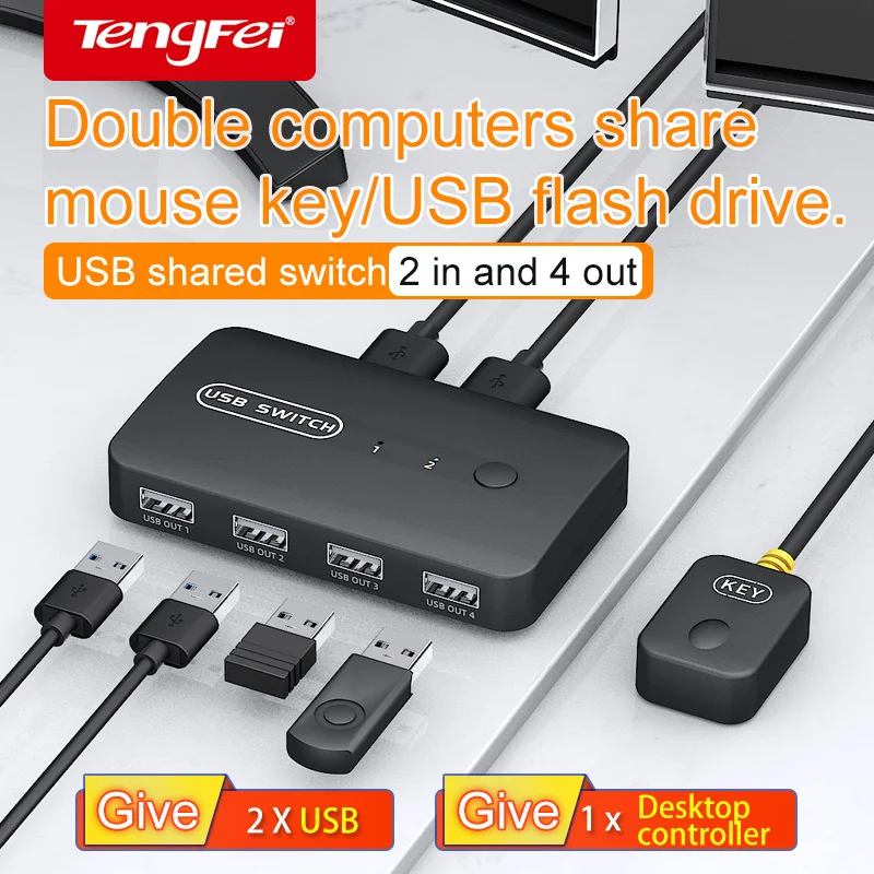

Switch USB Switch Shared Controller Hub Adapter USB2.0 4 Inputs 4 Outputs For Laptop Computer Printer Keyboard Mouse Monitor