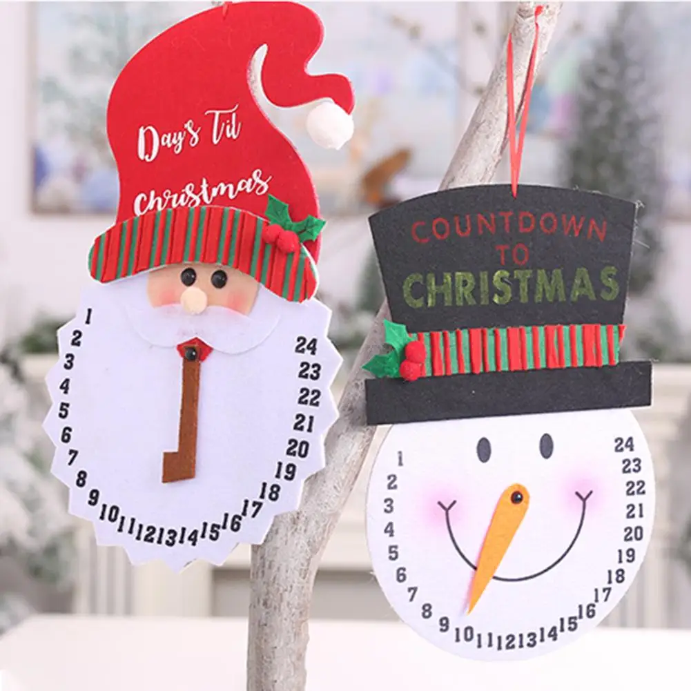 

Santa Claus Snowman Wall Clock Christmas Tree Hanging Pendants Creative Beautiful Fabric Art Personality Home Party Decor