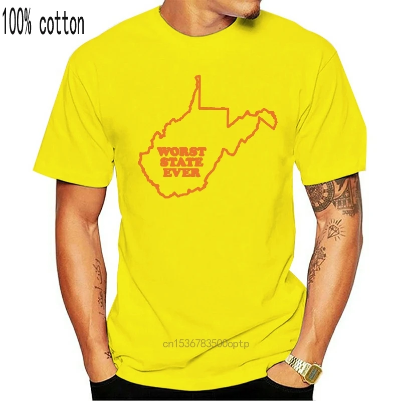 

Man Clothing West Virginia Worst State Ever Basic Cotton T-Shirt - Navy Harajuku Funny Tee Shirt