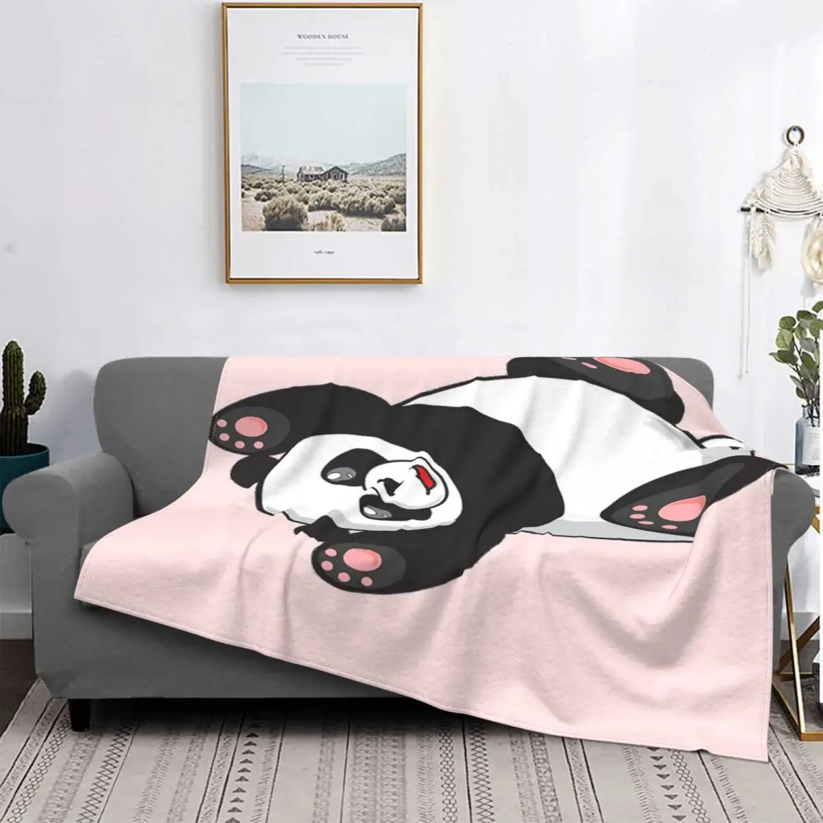 

Manta a cuadros con capucha para cama, colcha con estampado de Panda y mamá, a cuadros, para sofá, 220x240, 2 unidades