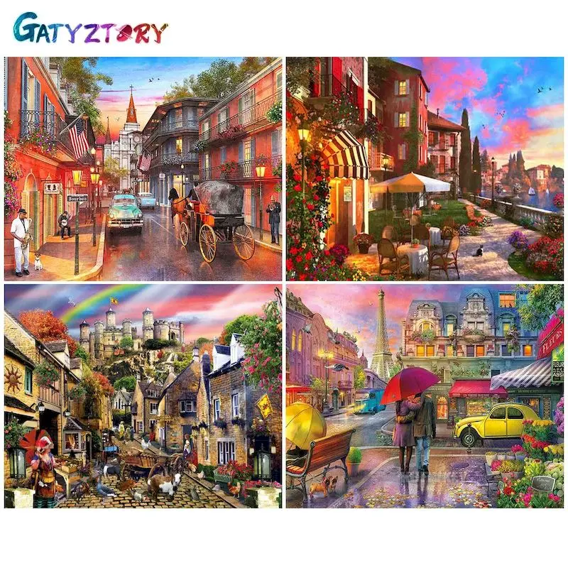

GATYZTORY Oil Painting By Number Landscape Hand Painted Paintings Gift DIY Pictures By Numbers Kits Drawing On Canvas Home Decor