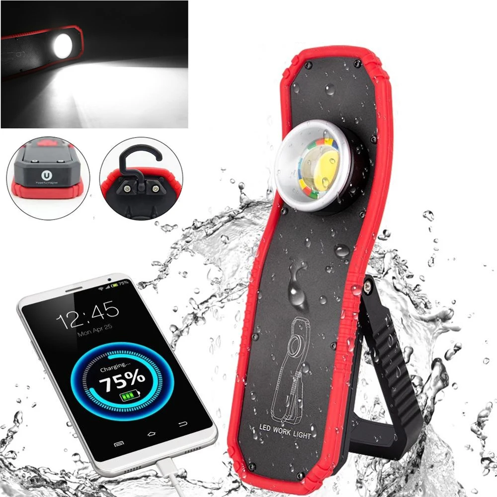 

Portable COB Work Light USB Rechargeable 18650 Flashlight Magnetic Torch Power Bank Lantern Hanging Outdoor Camping Hook Lamp