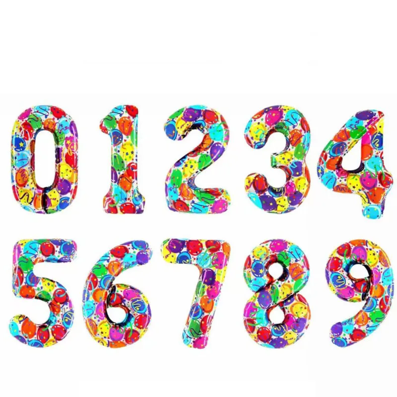 

50pc 40inch Colorful Number ballloon Birthday Anniversary New year Education event party decor wholesale purple Digit 0-9 figure