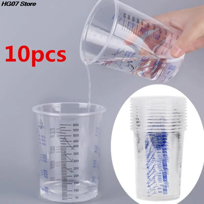 

10pcs 600ml Plastic Paint Mixing Cups Mixing Pots Paint Mixing Calibrated Cup For Accurate Mixing Paint And Liquids /4pcs 100ml