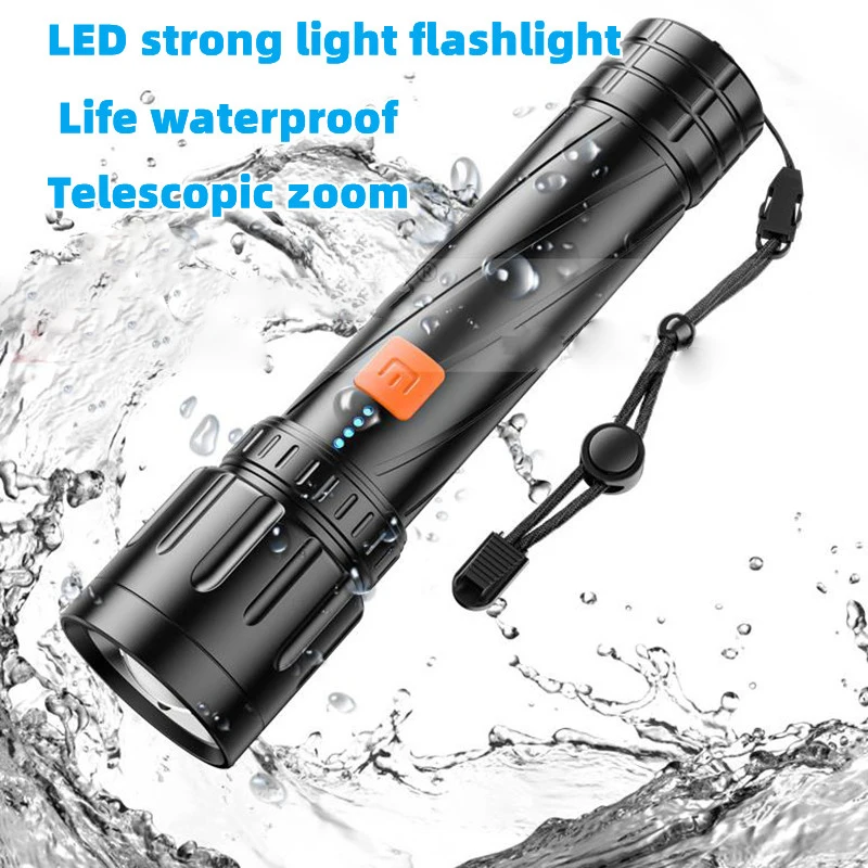 

LED Flashlight Type-c Rechargeable P70 Zoom Emergency Light Multifunctional Outdoor Aluminum Alloy Waterproof Portable Lighting