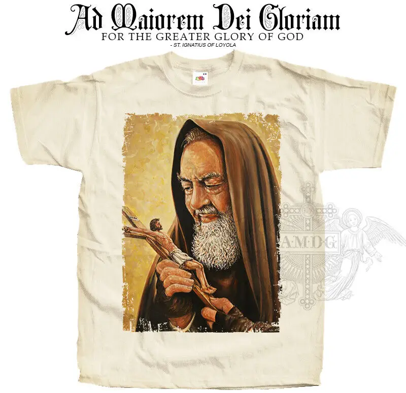 Католическая футболка падце пирелцина вер.4 натуральные винтажные Размеры S - 5XL