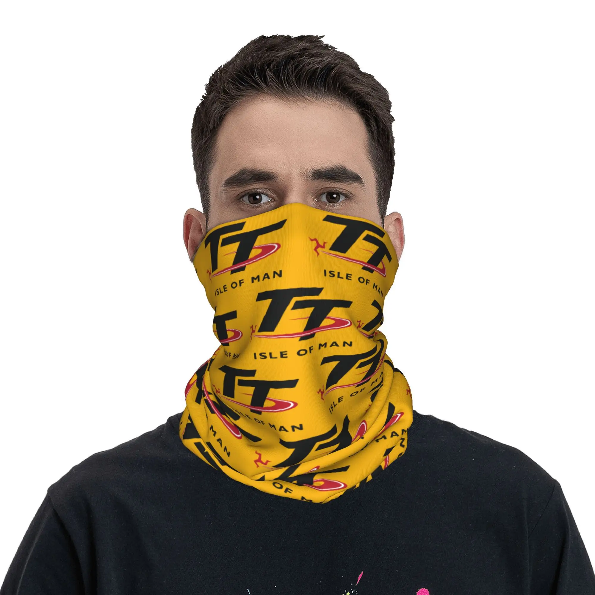 Custom Isle of Man TT Races Bandana Neck Gaiter for Hiking Camping Women Men Wrap Scarf Motorcycle Sport Balaclava Warmer