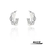 masw original design brass metal earrings 2021 new trend pretty style pearl high quality zircon star earrings for women jewelry