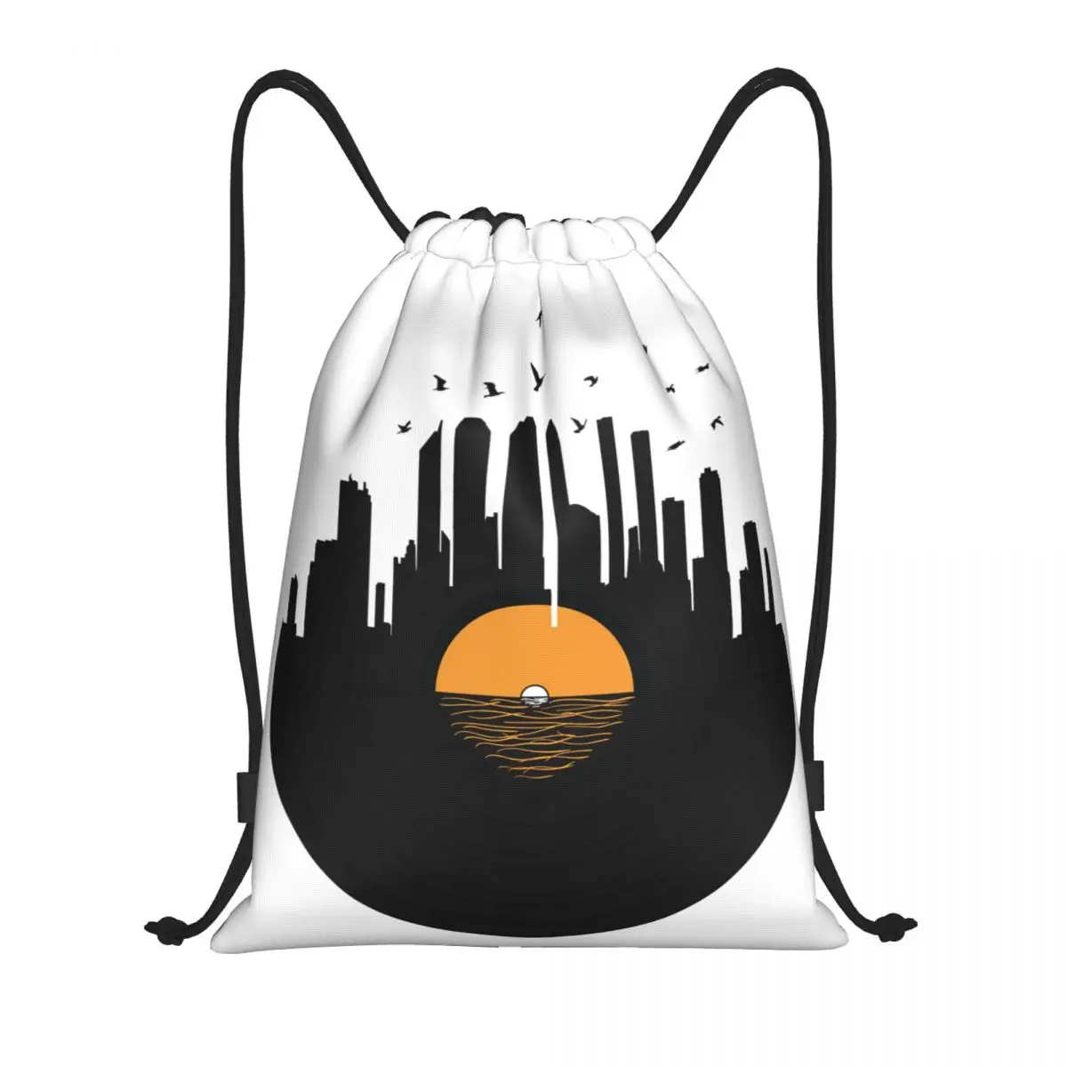 

Vinyl LP Music Record Sunset 21 Drawstring Bags Gym Bag Funny Backpack Novelty Infantry pack Durable Korean style Large capacity