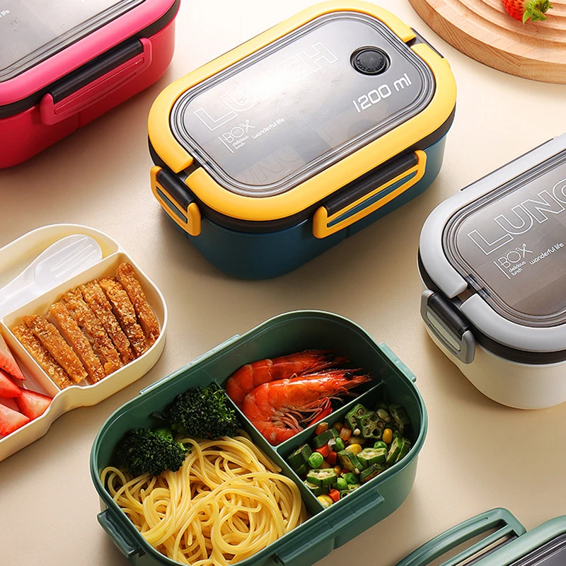 

Portable Lunch Box Student Office Worker Hermetic Bento Box Microwave Heating Food Storage Box Wheat Straw Dinnerware Container