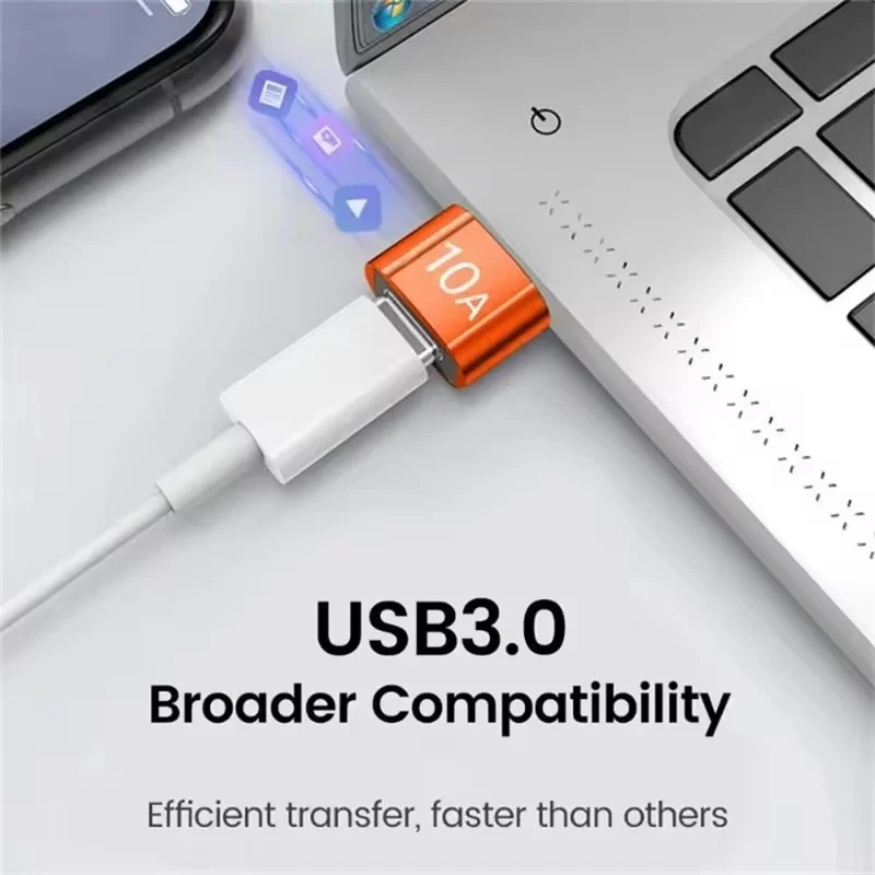 Фото Высокоскоростной USB 3.0 OTG-конвертер Type-C в USB-A, адаптер для зарядки 10A, аксессуар для MacBook, iPad, Huawei, Xiaomi, ноутбуков и телефонов №4