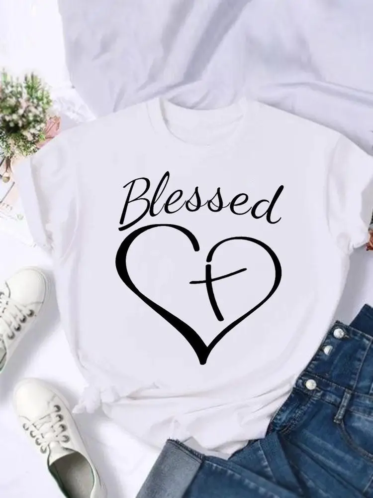 

Love Heart Faith Trend Short Sleeve Fashion Print T Shirt Summer Women Female Casual Top Tshirts Cartoon Graphic Tee T-Shirt