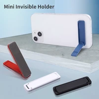 universal mini size zinc alloy clamshell invisible phone holder stand for iphone samsung adjustable foldable cellphone bracket