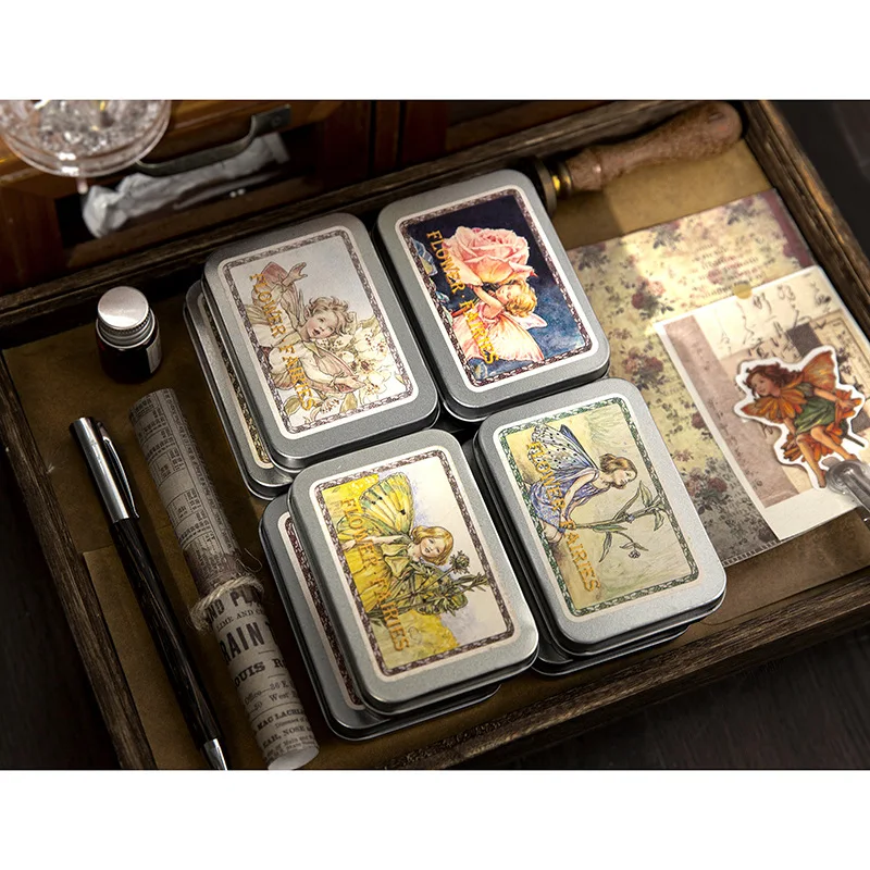 

Жестяная коробка-наклейка серия садовых эльфов Ретро цветок Фея для учеников самодельный дневник аксессуары наклейки подарки журнал
