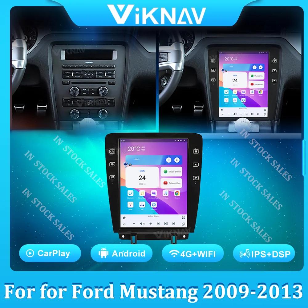 

Автомобильный радиоприемник 12,1 дюйма для Ford Mustang 2009-2013, экран Tesla, Android, Qualcomm, GPS-навигация, Carplay, стерео, мультимедийный плеер