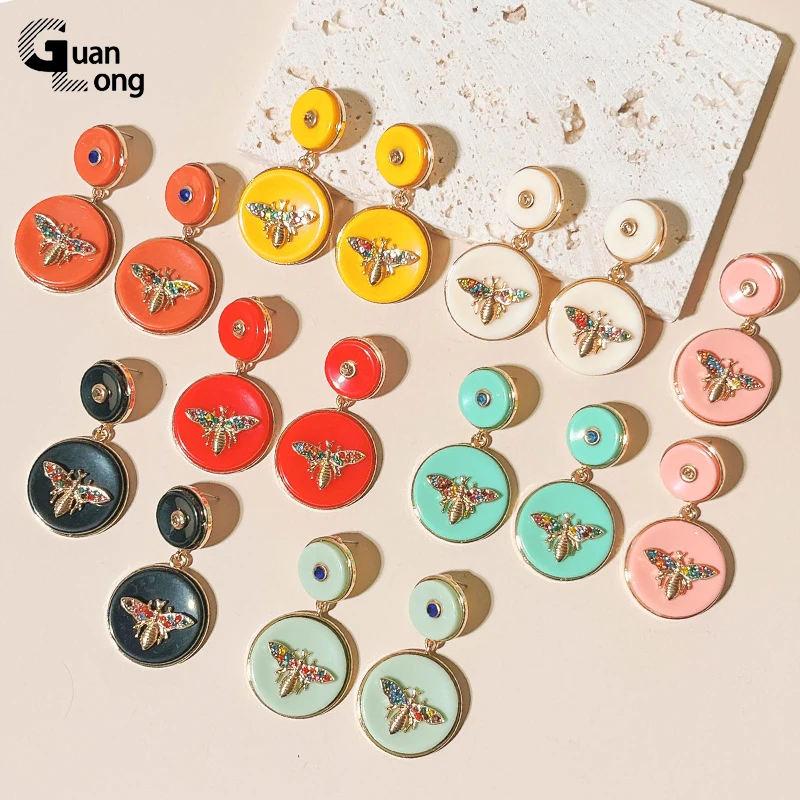 

GuanLong Fashion Korean Bee Round Drop Earrings for Women Arcylic Geometric Female Dangle Earings Brincos 2022 Trend Jewelry New