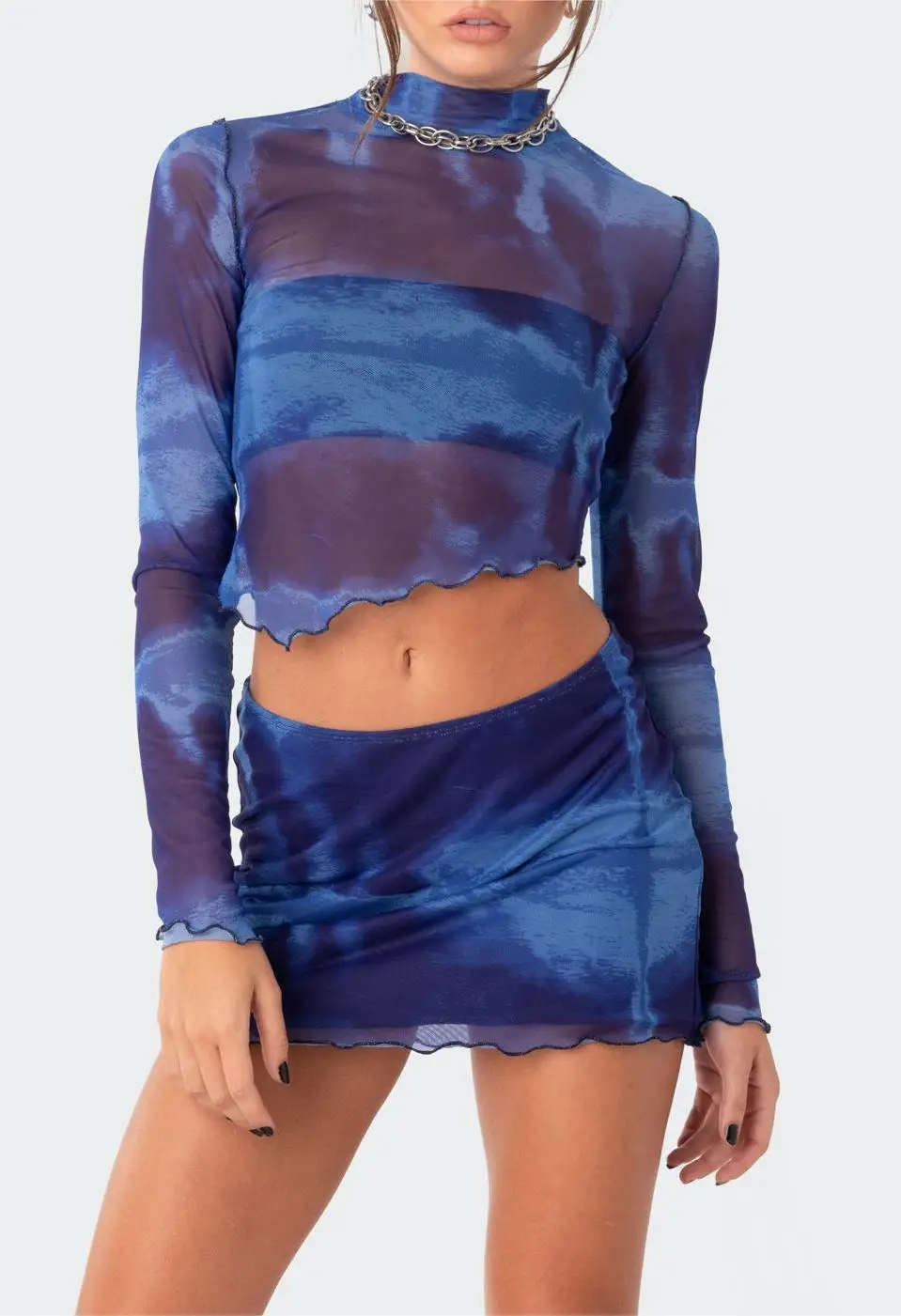 

Женский летний комплект из двух предметов, прозрачная юбка и мини-юбка с длинным рукавом, Размеры S M L