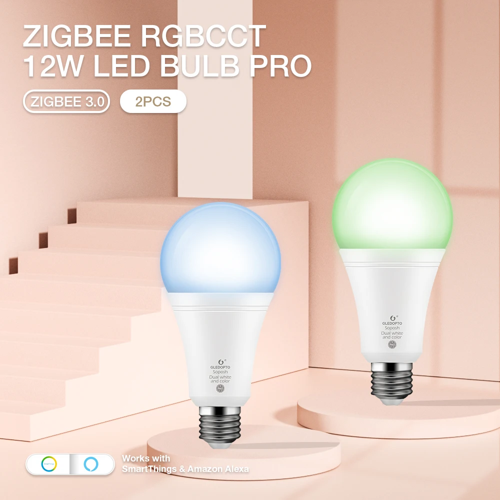 2PCS Zigbee 3.0 12W Smart LED Light Bulb Pro E26/E27 Work With Tuya APP Amazon/Google Assistant RF Remote Control