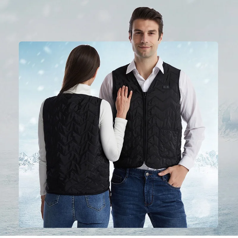 

Мужская и женская хлопковая куртка с подогревом, с V-образным вырезом