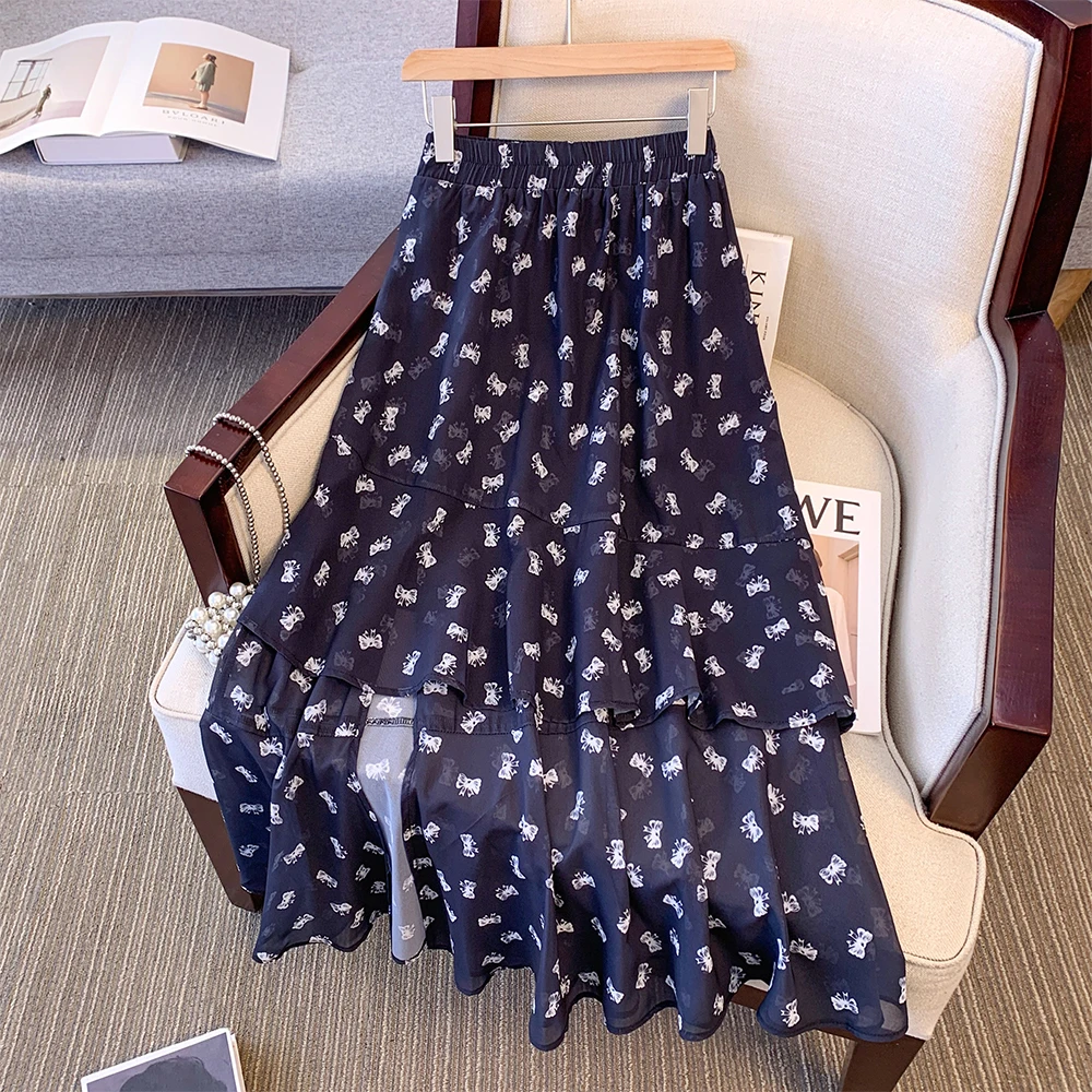 Женская летняя повседневная юбка больших размеров из шифоновой ткани свободная