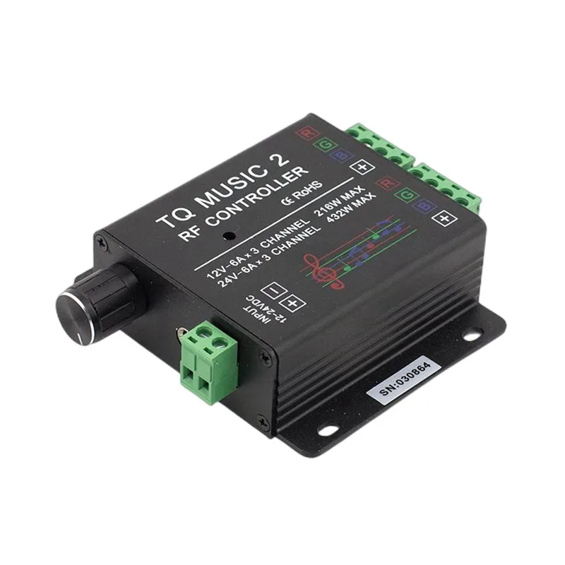 Купить DC12-24V Music 2 Control Ler 18A RF дистанционное управление RGB лента интеллектуальная звуковая чувствительность аудио управление для 3528 5050 5630 светодиодс...