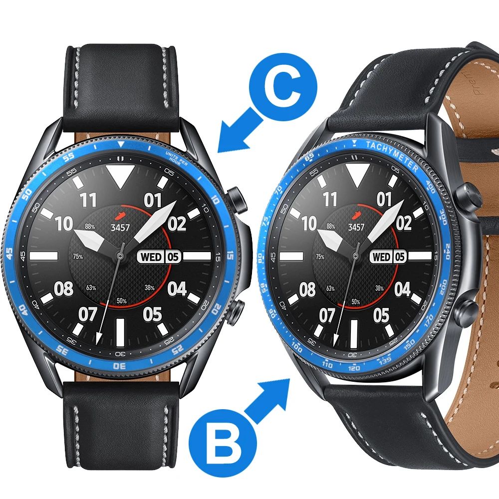 Metal Bezel For Samsung Galaxy Watch 3 41mm 45mm Protector Cover Ring Bumper Adhesive Accessories Galaxy Watch3 41 45 mm Case