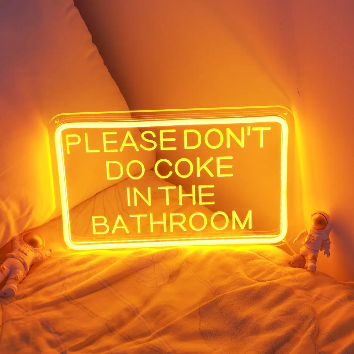 Please Don't Do Coke In The Bathroom Neon Sign | LED Neon Light | Custom Neon Signs | Ice Blue | Home Room Wall Decor | Please d