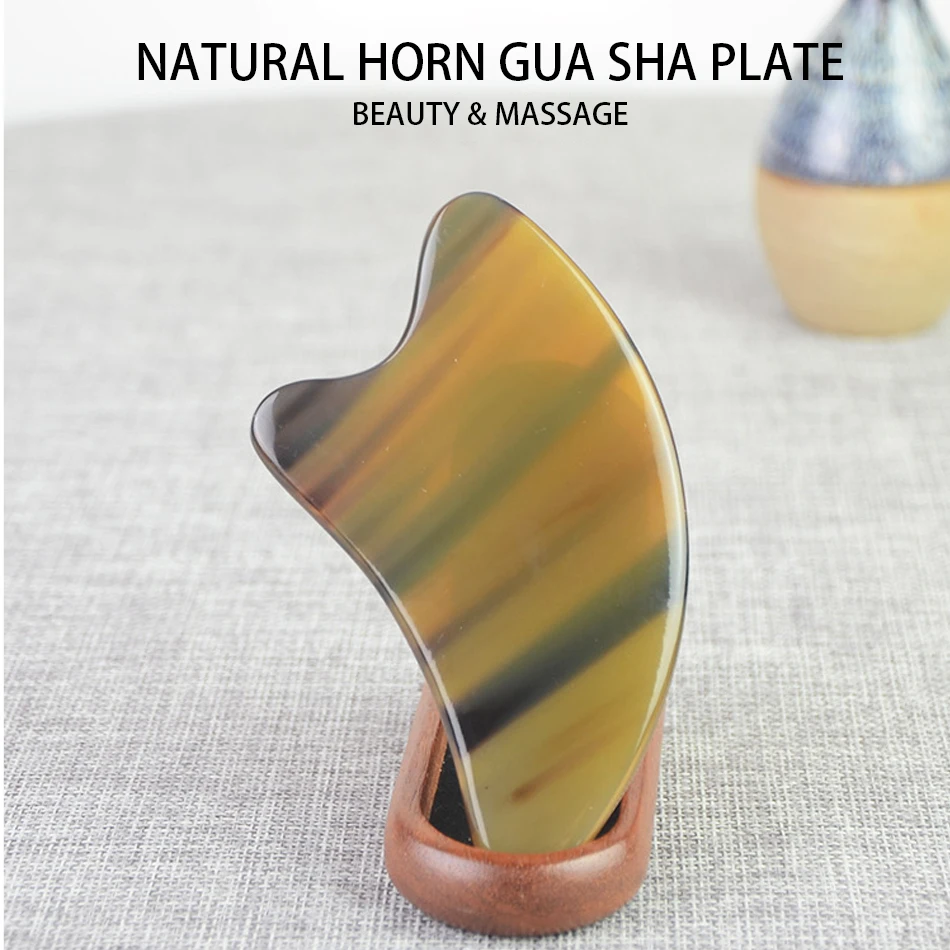 

Natural Horn Scraping Board Facial Gua Sha Beauty Massage Spa Tool For Woman Face Lift Jaw Line Shaper Physiotherapy Equipment
