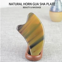 natural horn scraping board facial gua sha beauty massage spa tool for woman face lift jaw line shaper physiotherapy equipment