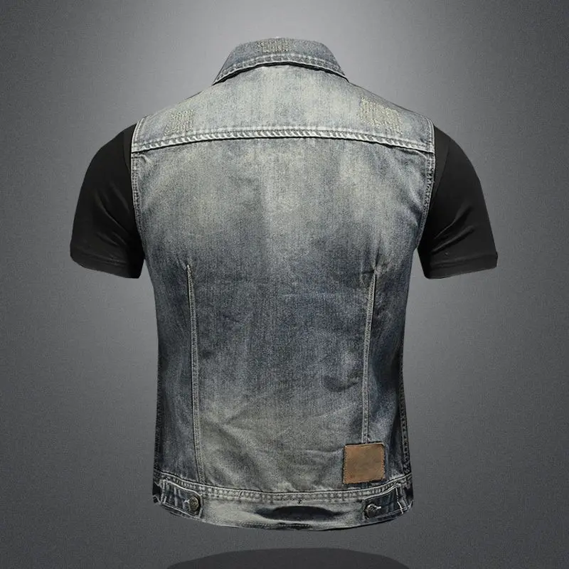 Джинсовая куртка для мужчин винтажная модная уличная одежда Джерси езды на