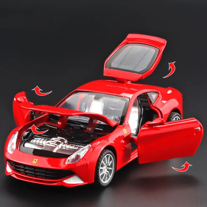 

Коллекция 1/32 года, Farari F12, суперяркие игрушечные автомобили из сплава, резиновые шины, игрушки со звуком и светильник для детей, подарки