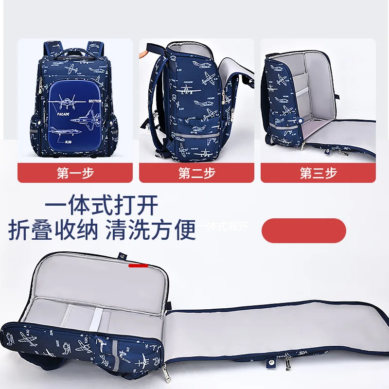 Elementary Schoolbag School Cartoon Backpack Integrated Opening of Large Capacity Children's Bag Shoulder Handbag School Bags
