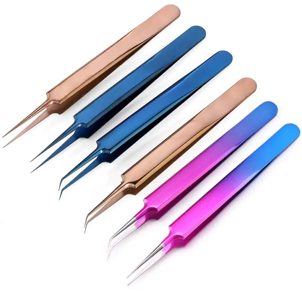 

Stainless Steel Eyelash Extension Tweezers High Precision Anti-static Tweezers Curved Straight Tip Makeup Tools Accessories
