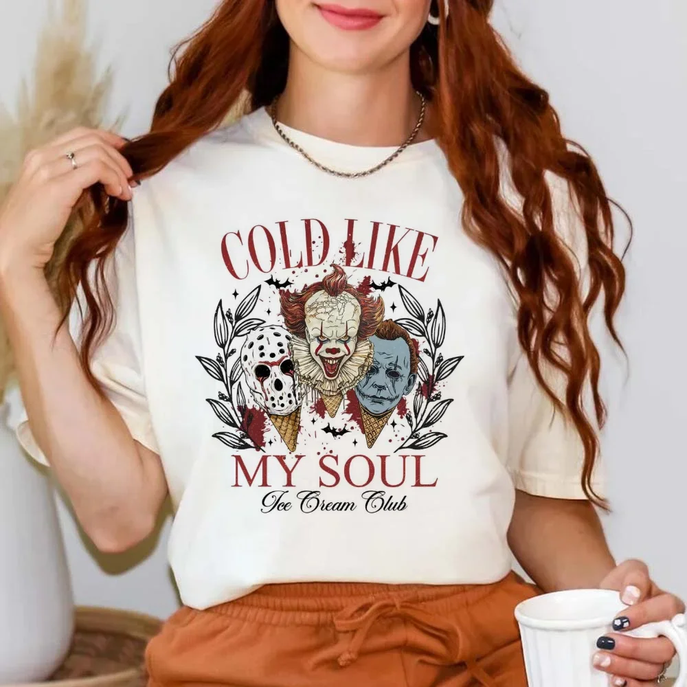 Cold Like My Soul Ice Cream Club Женская мода Ретро Модная футболка Свободная женская с