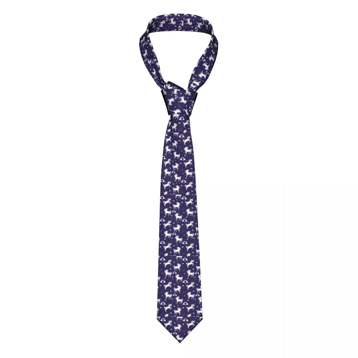 

Галстук со звездами и единорогом, милый Фиолетовый Радужный мужской галстук с узором, аксессуары для рубашек, деловой галстук из полиэстера