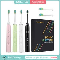 sonic electric toothbrush usb wireless charge base teeth whitening ultrasonic vibration oral cleaner brush replacement heads set