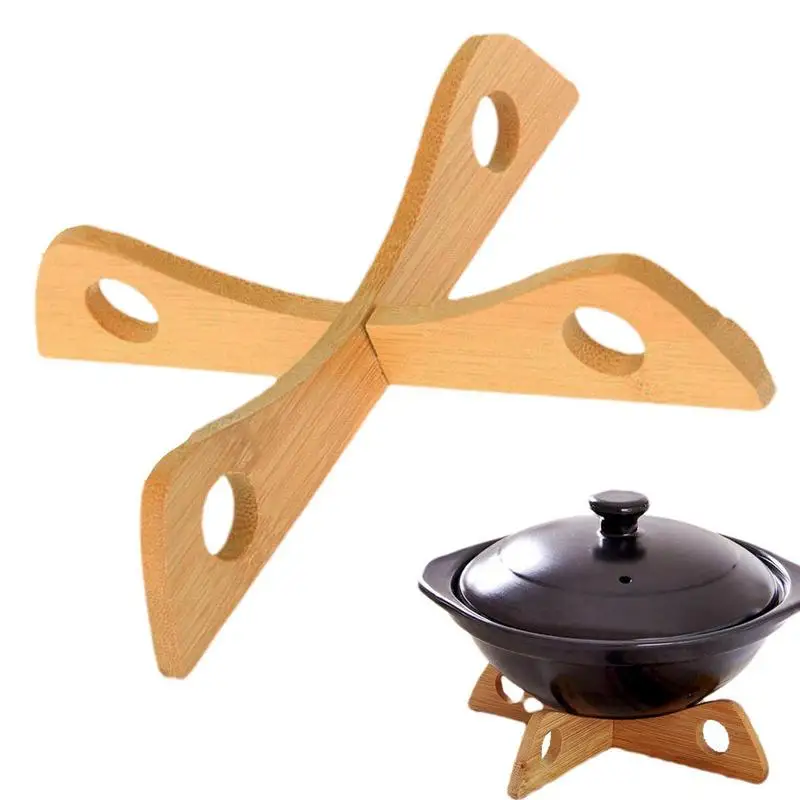 

Bamboo Trivet Reversible Pot Holder Detachable Table Trivets No-Slip Design Bamboo Trivets For Bowl Teapot Pot