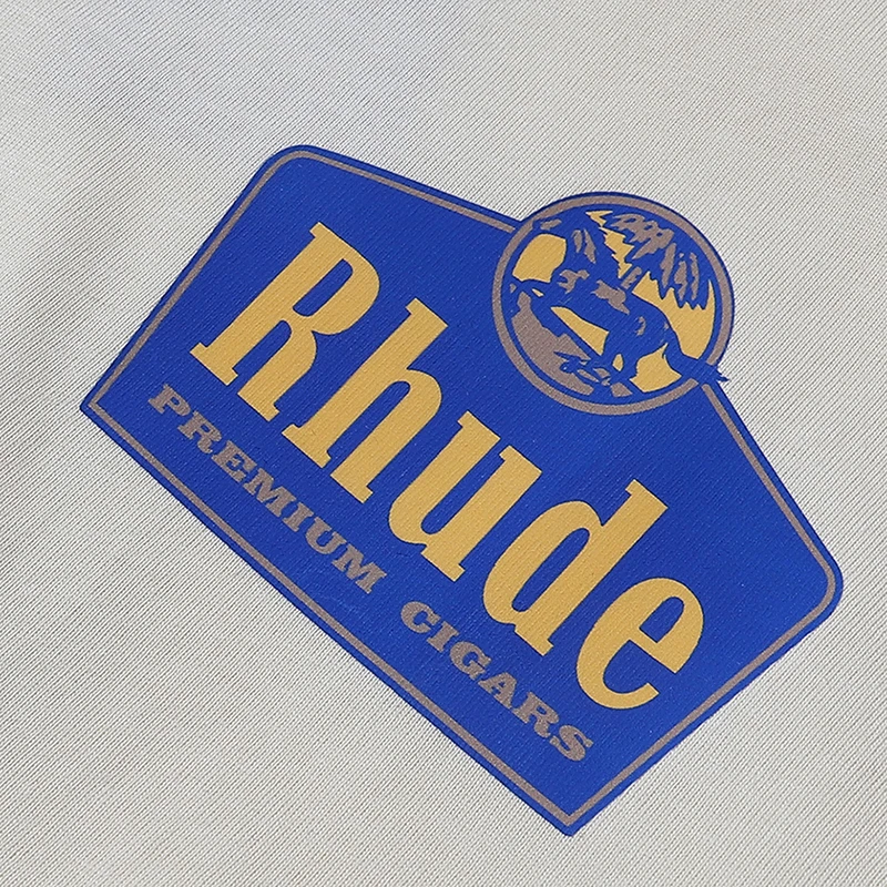 Фото Новая мужская футболка RHUDE 2026 года с коротким рукавом, в стиле ретро, с принтом, свободного кроя, повседневная, высокого качества №4