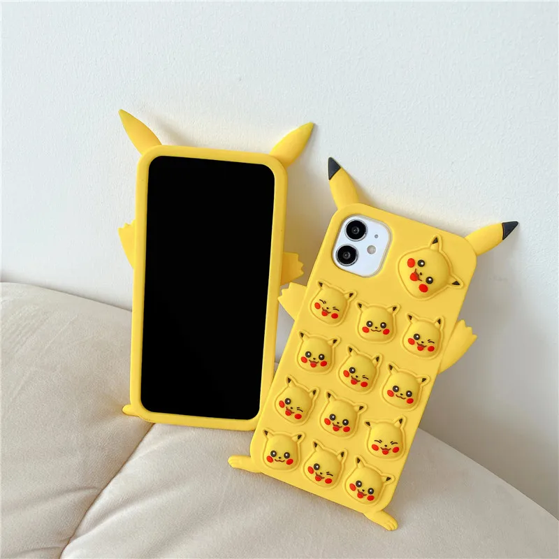 Творческий чехол Pokemon для снятия стресса для Iphone 12 11 Pro X XR XS Max 6 6s 7 8 Plus Fidget Toys Push Bubble Silicone on.