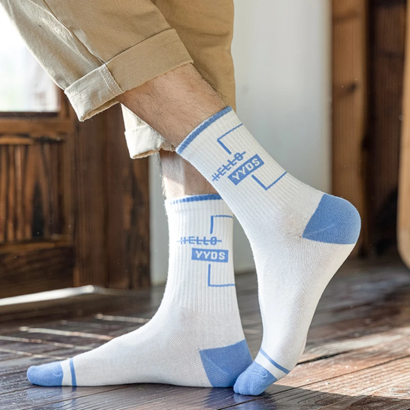 5pair /Lot Men's Sports Long Socks Skateboard Basketball Cotton Ankle High Hip Hop Sock High Quality Casual Calcetines Unisex