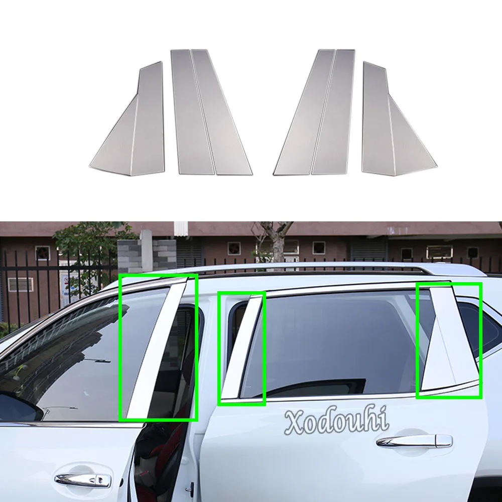 

For Nissan X-Trail XTrail T32/Rogue 2014 2015 2016 car cover body glass window garnish pillar middle strip trim frame lamp 8pcs