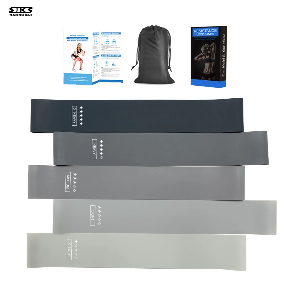 

Fashion Gradient Yoga Training Belt 5-piece Set Rehabilitation Sports Elastic Belt Squat Hip Lifting Resistance Band