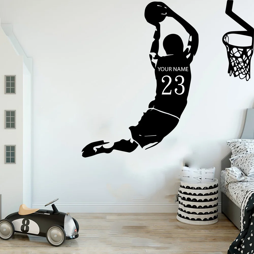 Пользовательское имя номер баскетбол Dunk наклейка на стену для баскетболиста