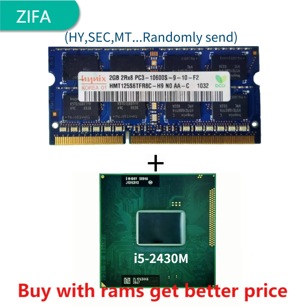

DDR3 2G 1333Mhz with i5-2430M i5 2430M SR04W 2.4 GHz Dual-Core Quad-Thread CPU Processor 3M 35W Socket G2 / rPGA988B