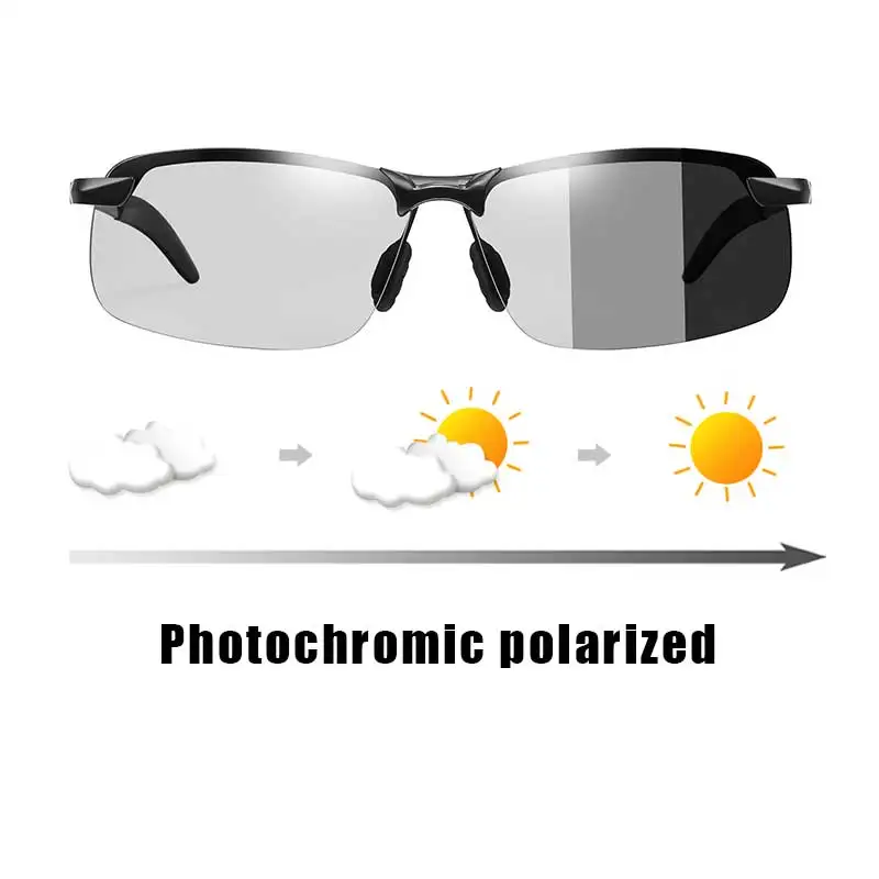 

Солнцезащитные очки Мужские фотохромные, поляризационные, хамелеоновые, меняющие цвет, для вождения, рыбалки, дневного и ночного видения, У...
